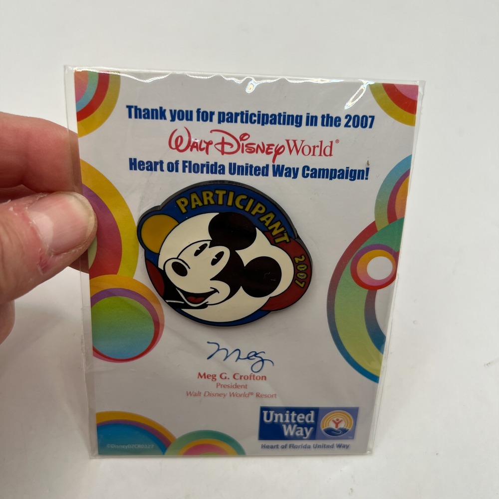 Walt Disney World 2007 Heart of Florida United Way Mickey Mouse Participant Pin